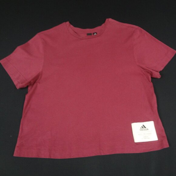 ADIDAS DARK RED TEE SMALL 8-10 JR YOUTH WOMENS T-SHIRT L51 - Picture 1 of 4